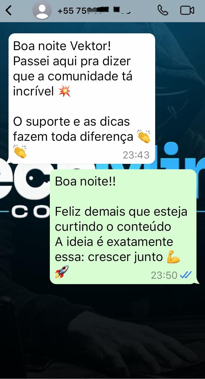 Depoimento de membro da TechMind PRO sobre a garantia